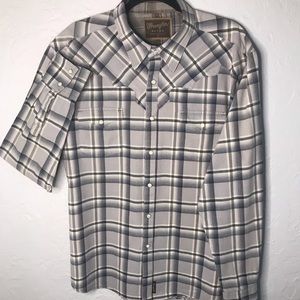 Wrangler Retro rodeo style long sleeve XL shirt with pearl snaps blue gray plaid